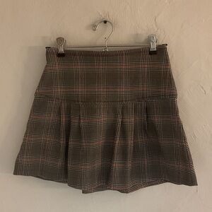 V&X Plaid Pleated Mini Skirt, Size S/P, Black/White/Red
